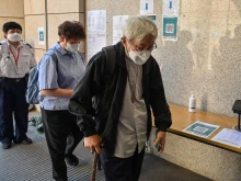 Cardinal Joseph Zen arrives at a court for his trial in Hong Kong on Sept. 26, 2022.