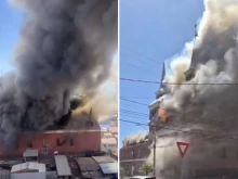 Historic St. Anthony of Padua Church in Iquique, Chile engulfed in flames.