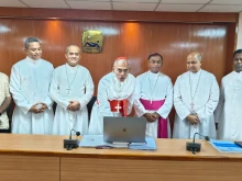 Cardinal Philip Neri Ferrão, the president of the Conference of Catholic Bishops of India (CCBI), launches the migrant portal on Sept. 27, 2024, in Bangalore, India.