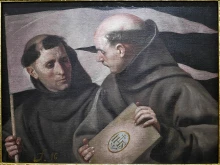 St. John Capistrano and St. Bernardine of Siena. Museum of Fine Arts of Granada. Painting, oil on canvas, by Alonso Cano (1653-1657) for an altarpiece of the disappeared Franciscan convent of San Antonio and San Diego, Granada.