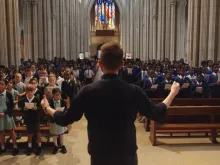 Children with the Southwark Singing Programme sing the hymn “The Power of the Cross” at St. George's Cathedral in Southwark, London, Wednesday, July 3, 2024.